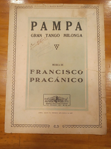 Pampa Pracanico Perrotti Ed Tango Milonga Partitura