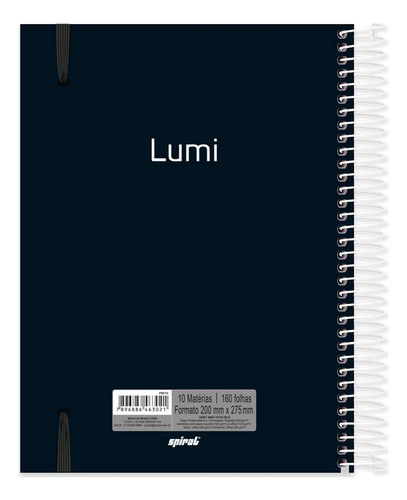 Caderno Lumi Capa Dura Com Elastico 160 Folhas 10 Materias