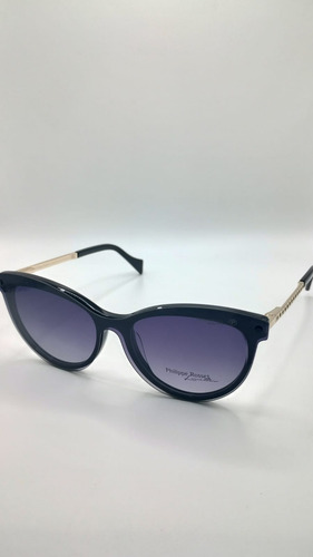 Anteojos Armazón Lentes Clip On Polarizado Ph. Rosset 1087 Negro Det. Blanco Dorado 001