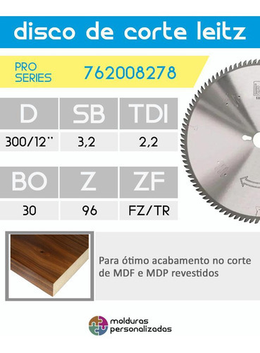 Disco Serra 300mm P/mdf/mdp 96d Trapezoidal Leitz Premium Cor Prateado