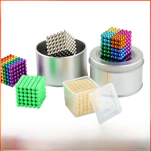 Caja De Hierro 216pcs De Bolas Magnéticas De 5mm Coloridas