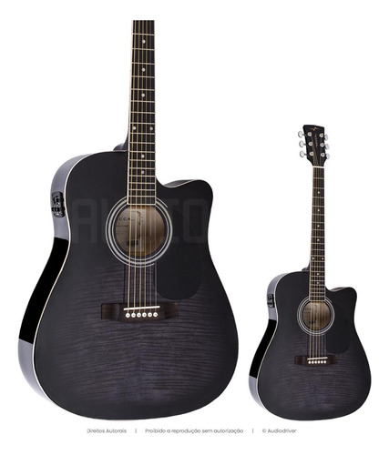 Violão Elétrico Vogga  Vck370 Aço Folk Cutaway Black Maple