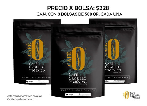 Caja Café Especialidad Oaxaca 3 Bolsas 500gr $228 C/u  