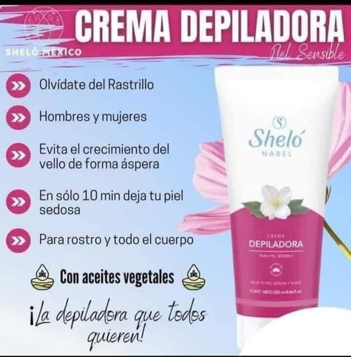 Crema Depiladora Para Piel Sensible 250ml Shelo Nabel