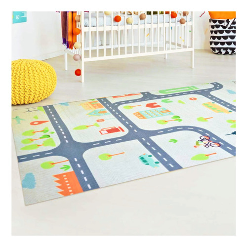 Alfombra Infantil Habitación Antideslizante Pista 120x150