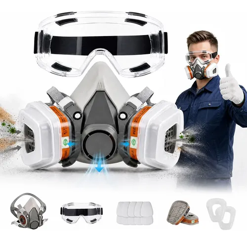Foto real de Respirador 3M Mascaras de Gas Viseira Capacete