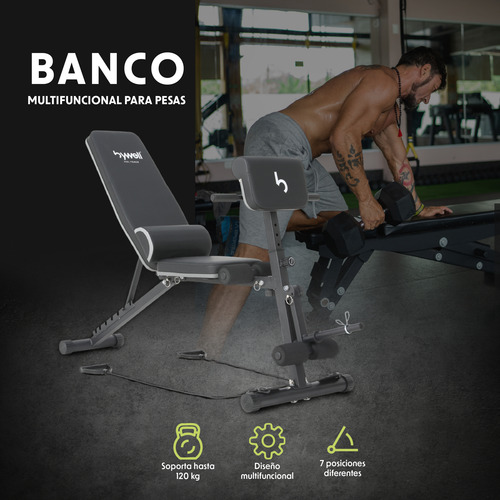 Banco Multiposiciones Ajustable Brazo Y Pierna Bywell Negro