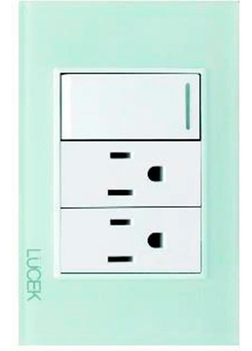 Placa Cristal Interruptor Sencillo Y 2 Contactos Bp20 Color Cristal Anonizado Pistache