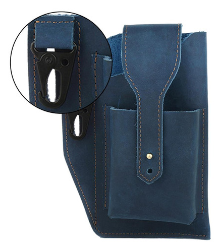 Funda De Cuero Para Teléfono Para Cinturón, Bolso Con Azul