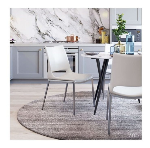 Silla De Comedor Ace Blanco/acero Këssa Cdmx Color De La Estructura De La Silla Plateado Color Del Asiento Blanco Diseño De La Tela Liso