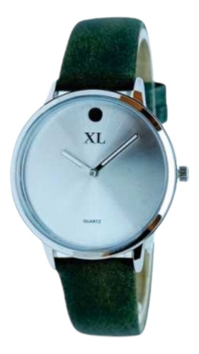 Reloj Mujer Xl Malla Pu Color Verde Oscuro Modelo R1607