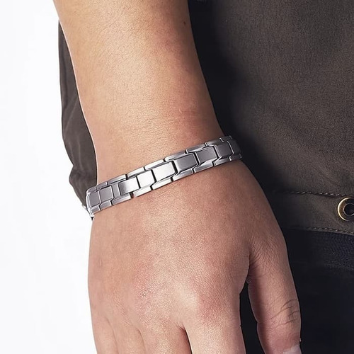 Pulsera Titanium Infrarrojo Brazalete Titanio Modelo Mate Color Plata Mate Largo 21 Cm