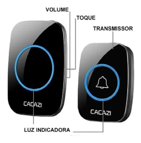 Imagem 2 de 4 de Campainha Sem Fio Cacazi 2 Transmissores Alcance 300m A10