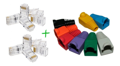 Fichas Rj45 Cat5 Redes Cables Utp X100unid. + 100 Capuchones