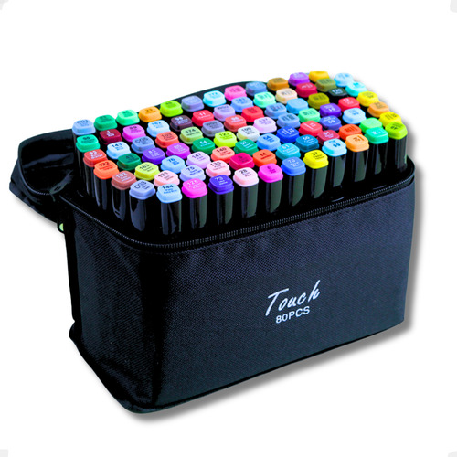 Kit 80 Canetas Permanentes 80 Cores Vibrantes Ponta Dupla C/