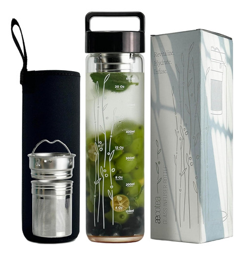 Botella De Agua De Vidrio Borosilicato De 23 Oz Tapa De...