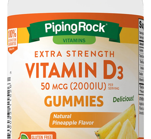 Pastillas De Goma Vitamina D3 2000iu Veggy Piping Rock Promo