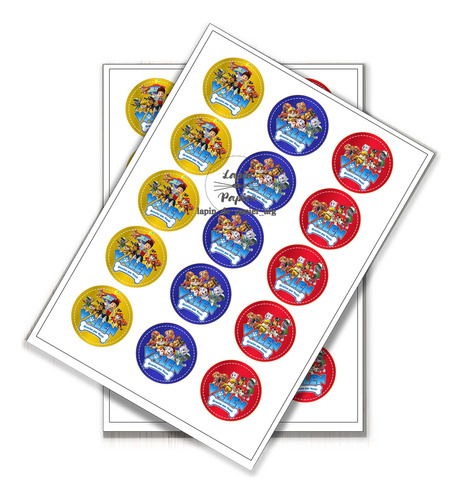 Kit Imprimible Sticker Circulo Multiuso Paw Patrol