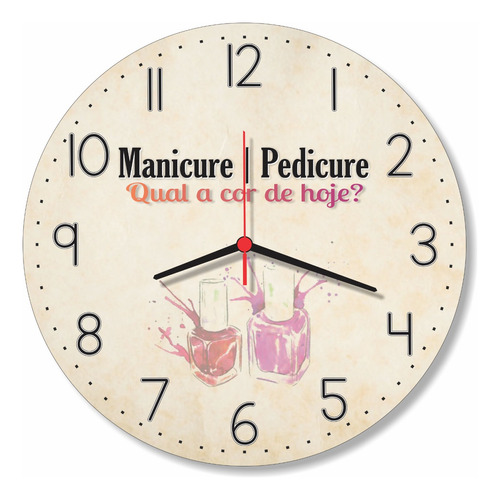 Relógio Parede Salão Manicure Unhas Esmalte Beleza 30cm