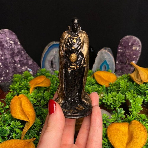 Mini Exu Capa Dourada 10 Cm - Resina - Umbanda Candomble Cor Dourado