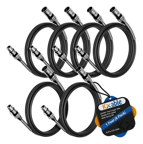 Cable Xlr A Xlr (1 Pie, Paquete De 6) Varios Xlr Mi De Prime