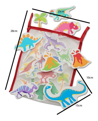 Imagen 4 de 10 de Dinosaurio Agua Juguetes Didacticos Goma Eva Bolsa Red Niños