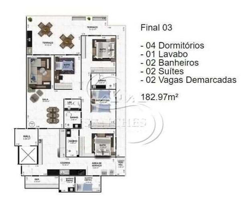 Imagem 15 de 20 de Apartamento 182 M² - Alto Padrão - Em Obras - Vila Caiçara - Praia Grande - Sp - V2827