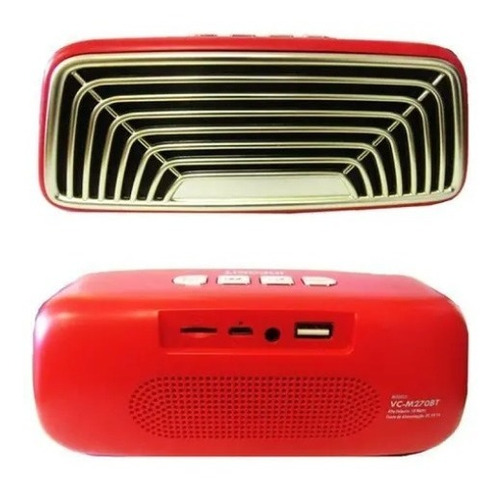 Caixinha Som Retro Vintage Usb Vc-m270bt Infokit Vermelho Vermelho