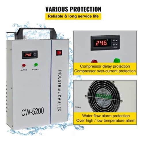 Enfriador De Agua Industrial Cw5200dg 8.5l 1400w 0.93hp