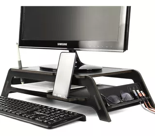 Base Eleva Monitor Pc-notebook Con Porta Celular Y Estante