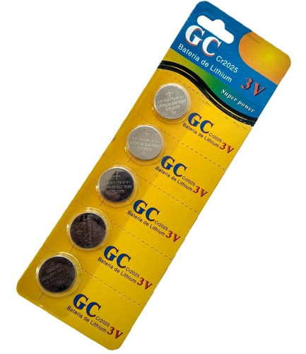 Bateria Lithium Cr2025 3v Gc Cartela C 5 Unidades Plac Mãe