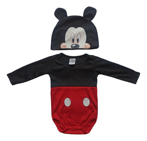 Mameluco Disfraz Bebe Body Enterizo + Gorro Mickey Mouse