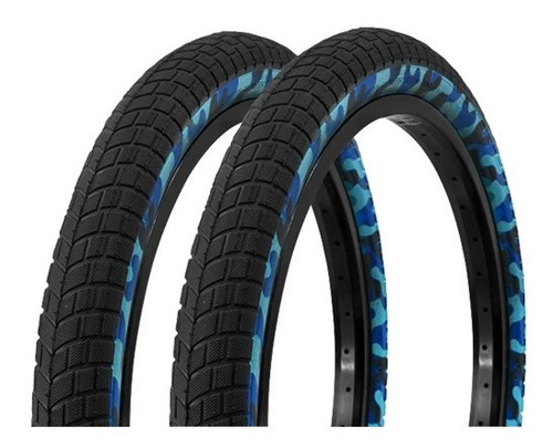 Par Llanta 20 X 2.125 Camuflaje Azul R20 Bmx Cross + Camaras