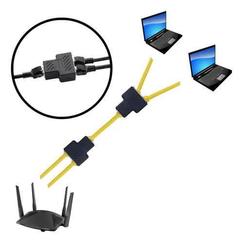 Divisor de empalme de red hembra Rj45, 2 entradas, 1 salida