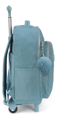 Mochila Escolar Up4you Rodinhas Com Chaveiro Pompom