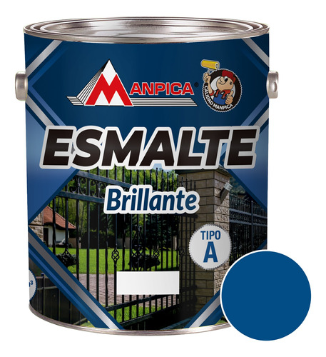 Esmalte Brillante Premiun Tipo A Azul Medio 1/4gl Manpica