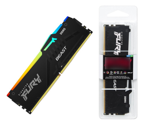 Memória Ram Gamer Ddr5 16gb 5600mhz Kingston Fury Beast Rgb