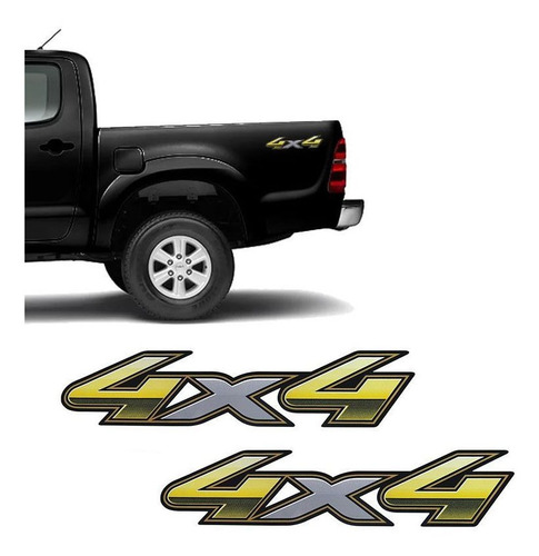 Imagem 1 de 3 de Par De Adesivos 4x4 Toyota Hilux Flex 2013 À 2015 Dourado