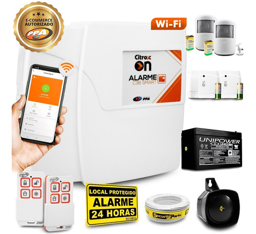 Kit Alarme Ppa Wifi Celular App S/ Fio 4 Sensor Com Bateria