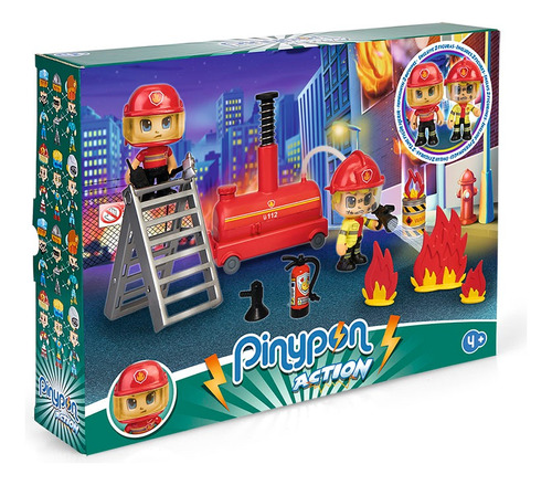 Pinypon Action Set Bombero Bomba De Agua 2 Figuras Caffaro