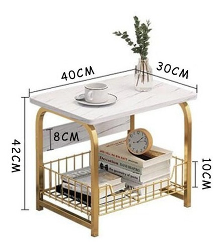 Mesa De Centro Para Estar Dormitorio Textura Mármol Chica