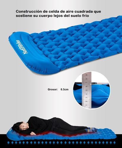 Imagen 6 de 7 de Naturehike - Colchón Inflable 1 Plaza Con Almohada