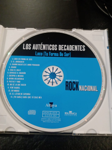 Cd Los Auténticos Decadentes - Loco (tu Forma De Ser) (Usado)