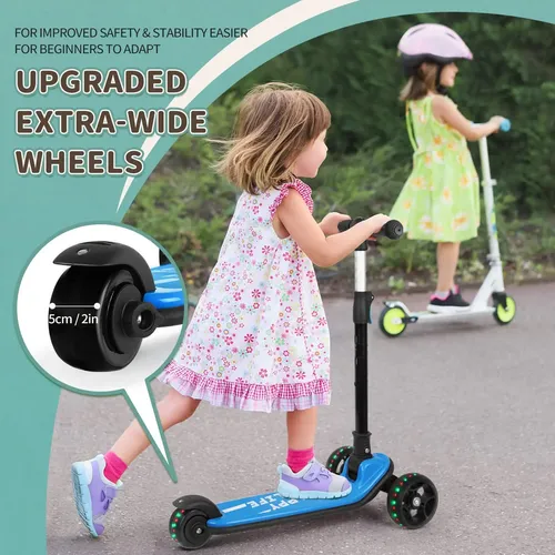 Patinete De 3 Ruedas Para Niños Con LED Y Arte Sonoro, Color Azul Brink Patinete Infantil