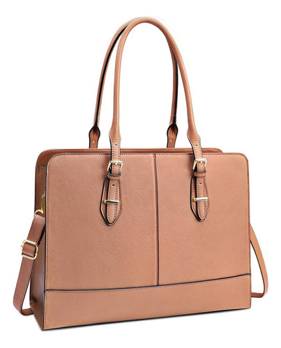 Elegante Tote Bolsa Para Laptop 15.6 Casual De Mujer De Moda Color Marrón Diseño de la tela Liso