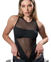 Comprar Body Trenda Musculosa Strapless Con Recortes Microfibra Negro Lisa 2\u002F90