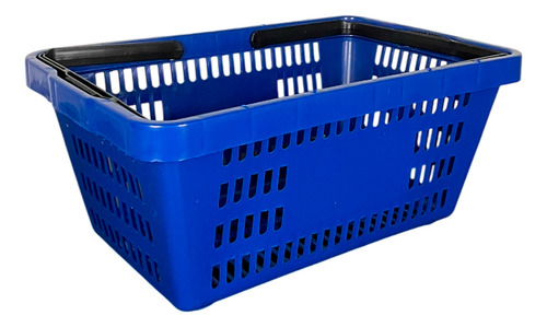 15 Cesta De Compras Reforçada Supermercado Mercado Loja Conv Azul