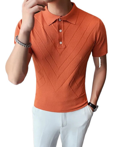 Camisa De Seda De Encaje Para Hombre, Manga Corta, Polo Casu