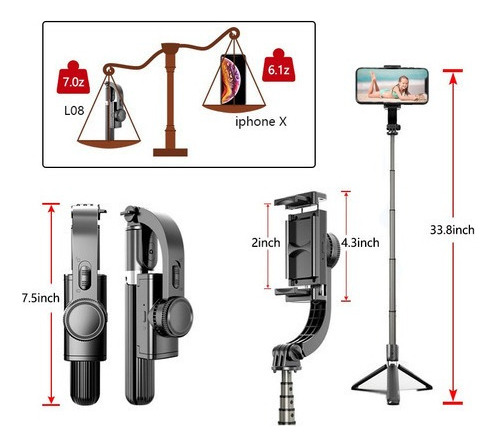 El Bastón Vara Triple Selfie Bluetooth 3 Em 1 Multifuncional