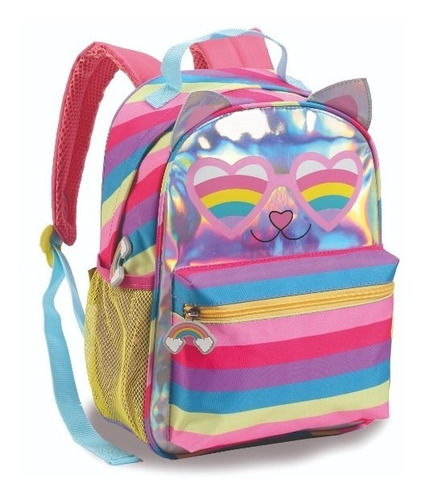 Mochila Bolsa Feminina Escolar Semi Impermeável Gatinho